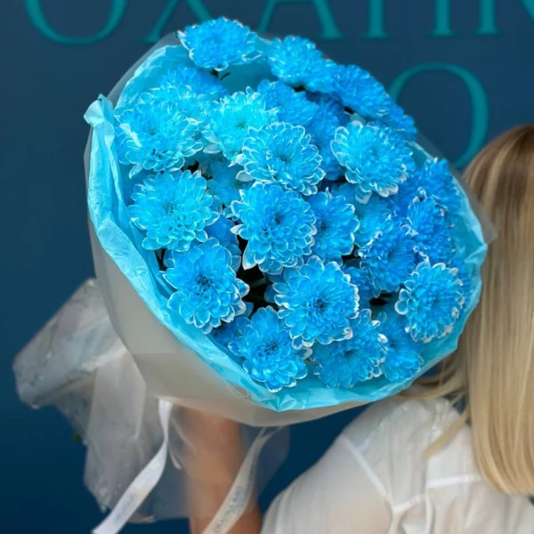 Букет хризантем кустовых синих, 7 штук купить