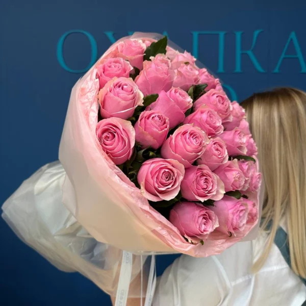 Букет роз, розовых, 25шт
