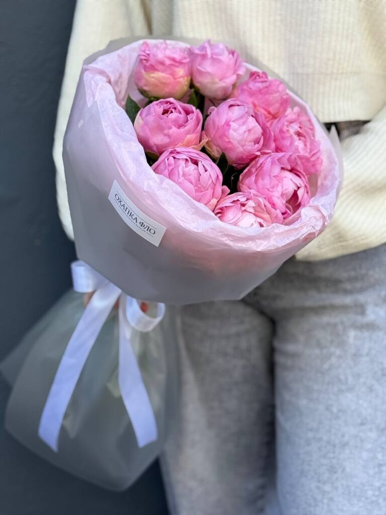 Букет пионов розовых 9 штук. Купить