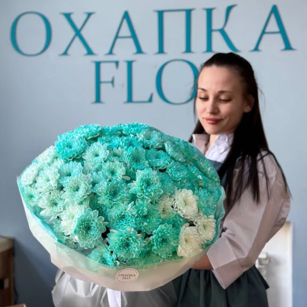 Букет из хризантем зеленых 7-15 штук. Купить