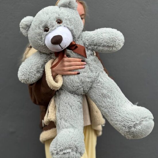 Мишка плюшевый серый, 80см