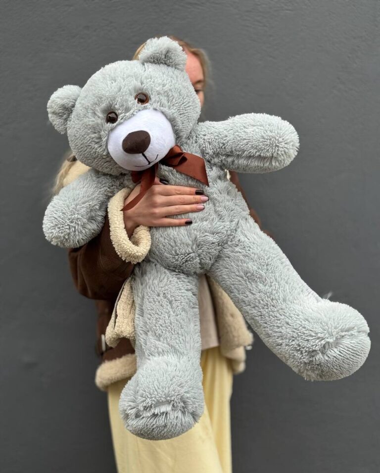Мишка плюшевый серый, 80см