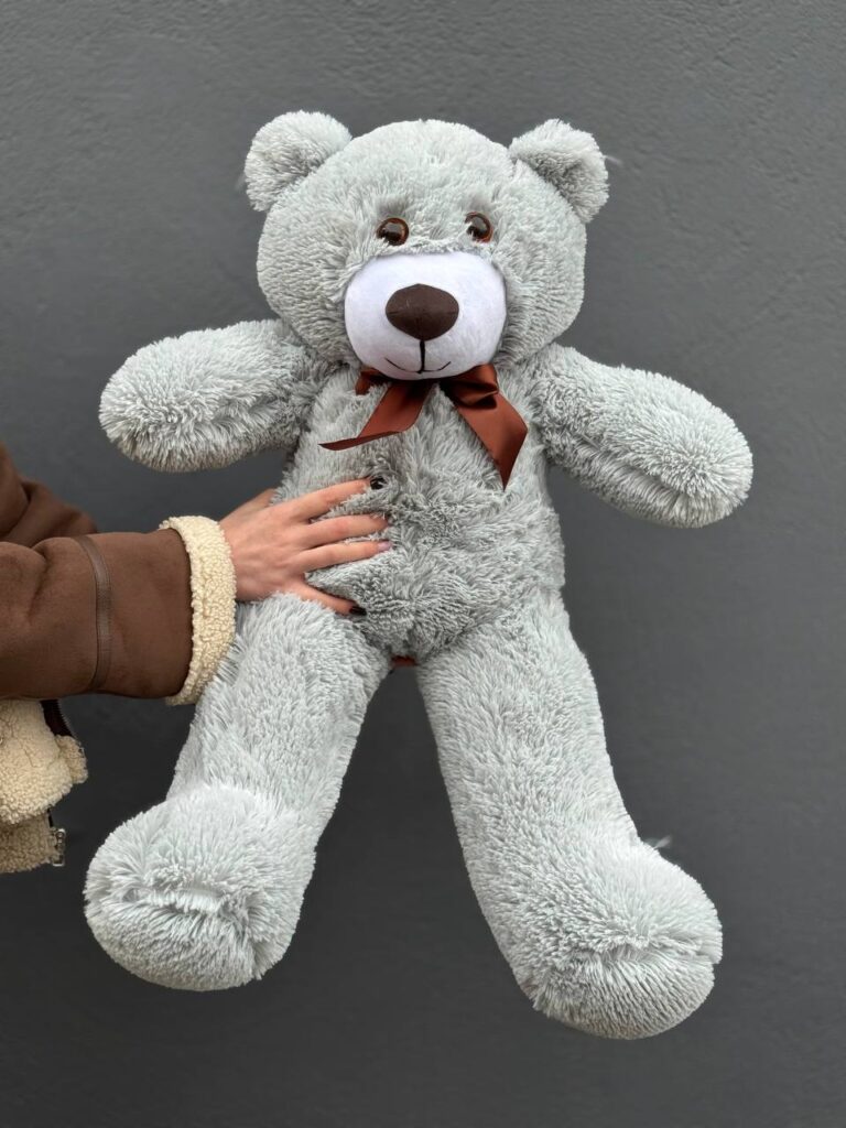Мишка плюшевый серый, 80см