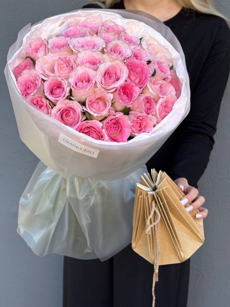 Букет розовых роз 41 шт. 50 "Нежность"