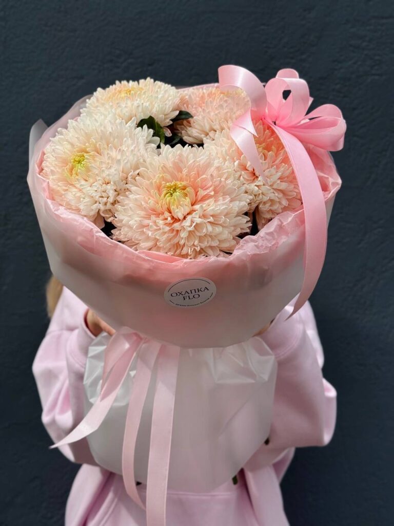 Букет розовых хризантем, 5 шт.