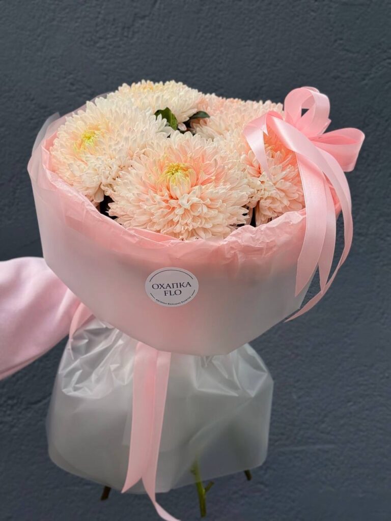 Букет розовых хризантем, 5 шт.