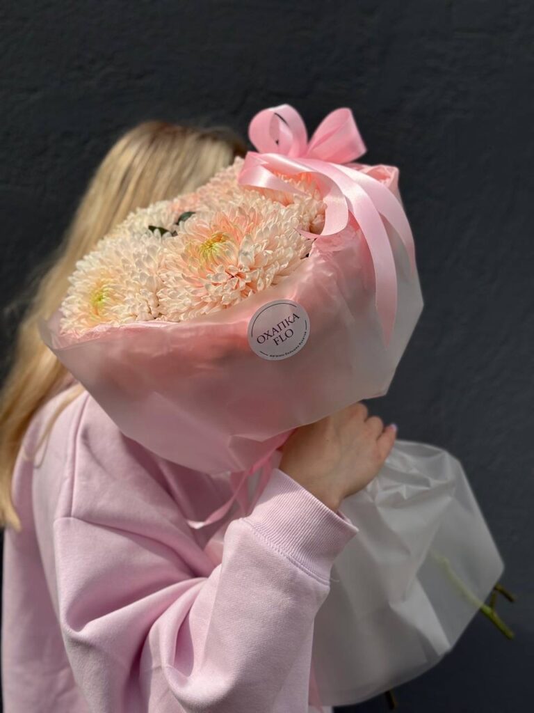 Букет розовых хризантем, 5 шт.