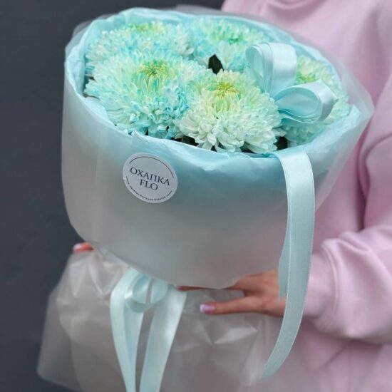 Букет голубых хризантем, 5 шт.