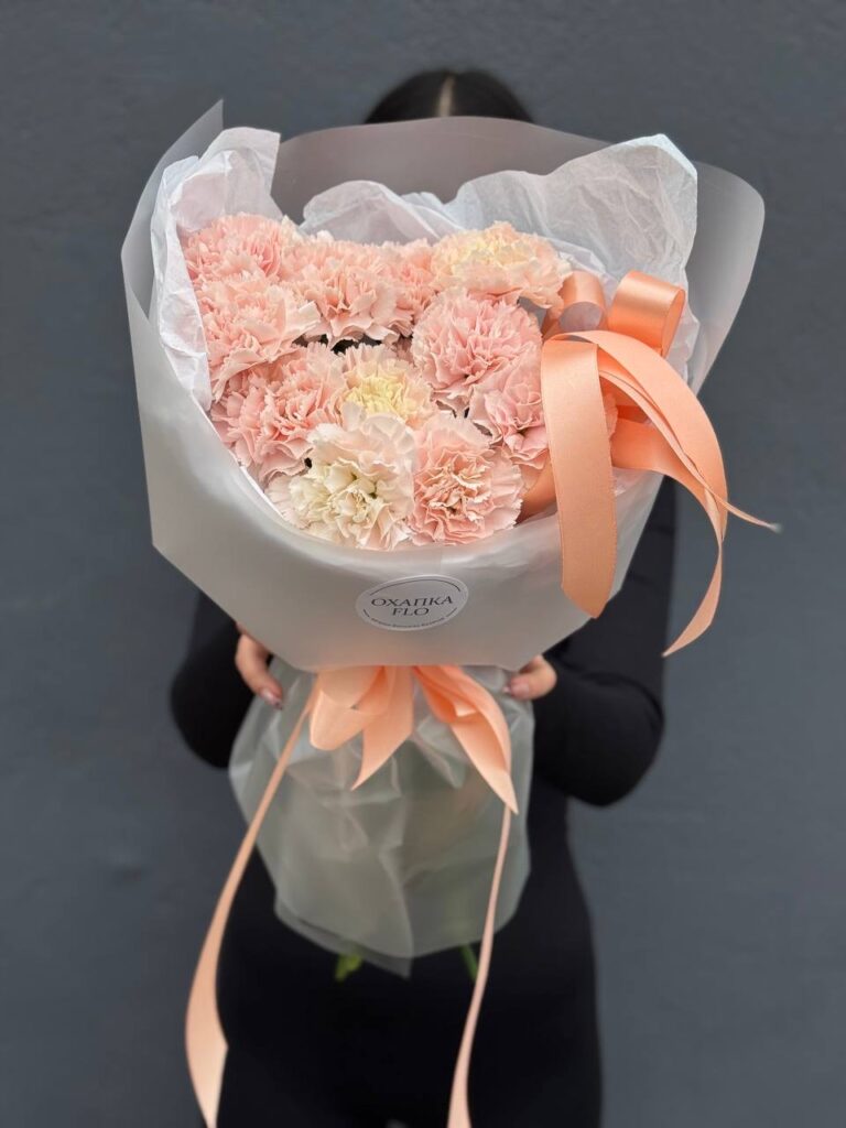 Букет диантусов, 15 шт, пудровых