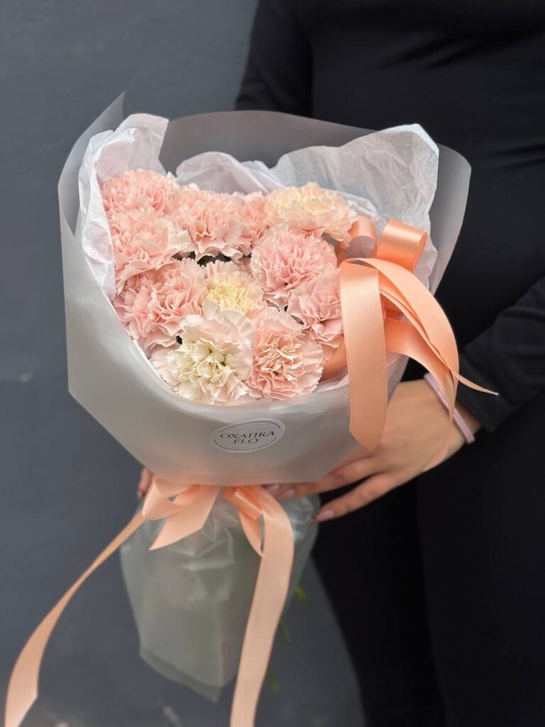 Букет диантусов, 15 шт, пудровых