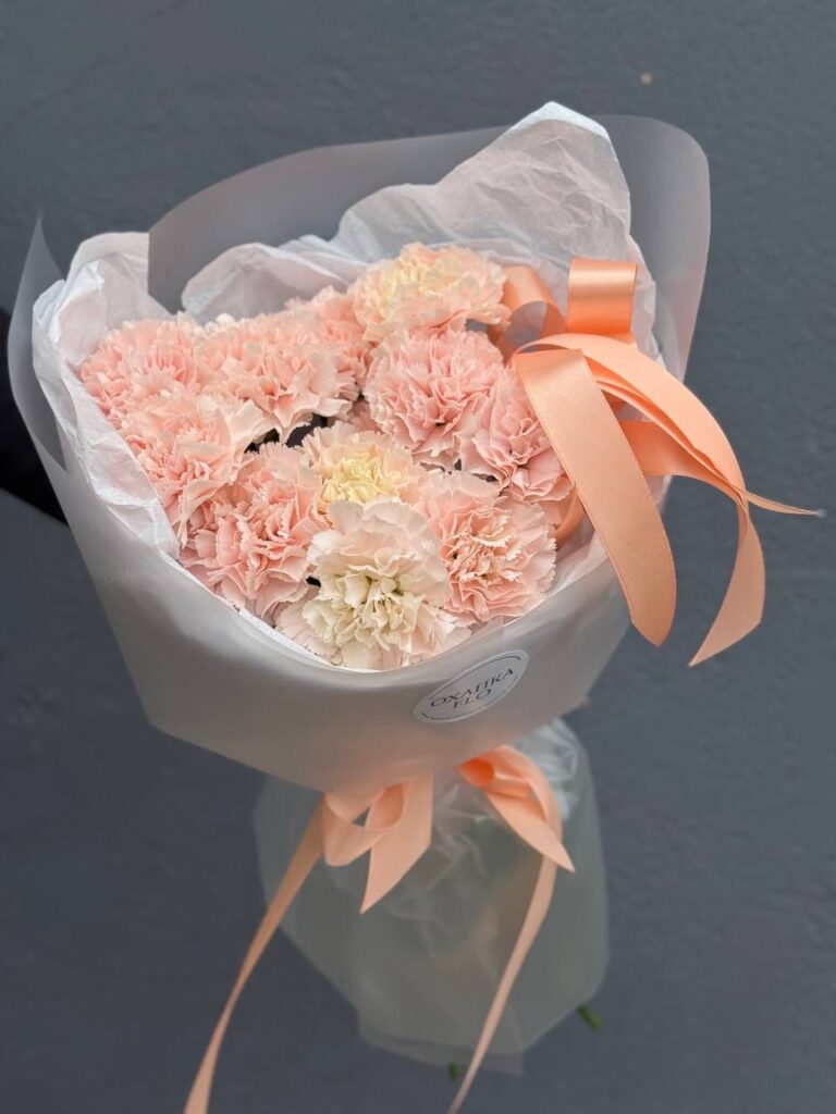 Букет диантусов, 15 шт, пудровых