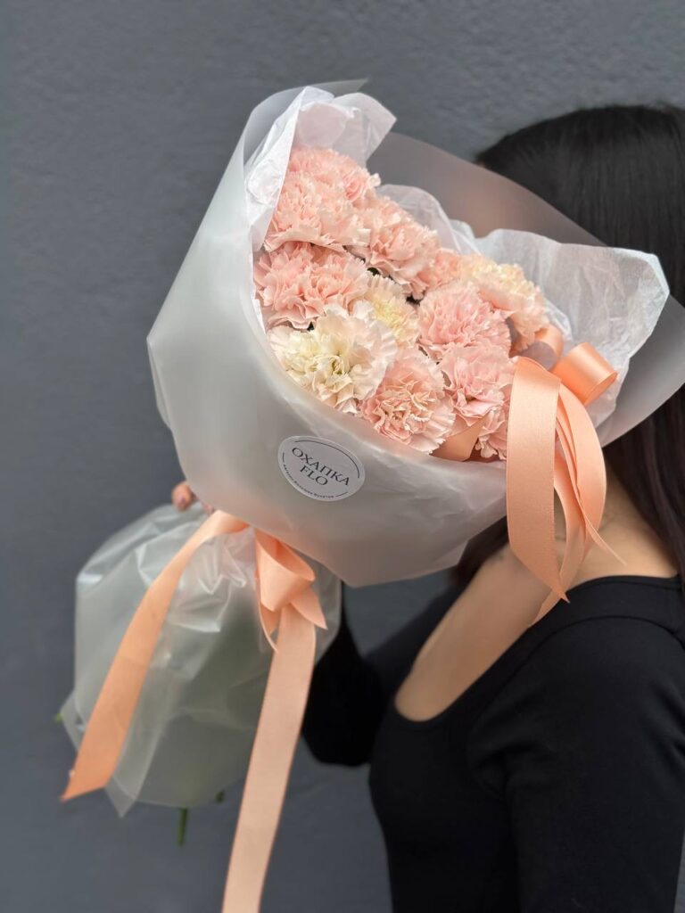 Букет диантусов, 15 шт, пудровых