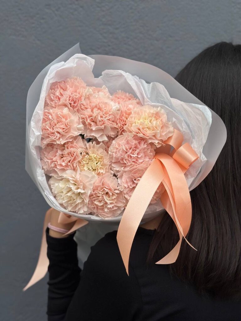 Букет диантусов, 15 шт, пудровых