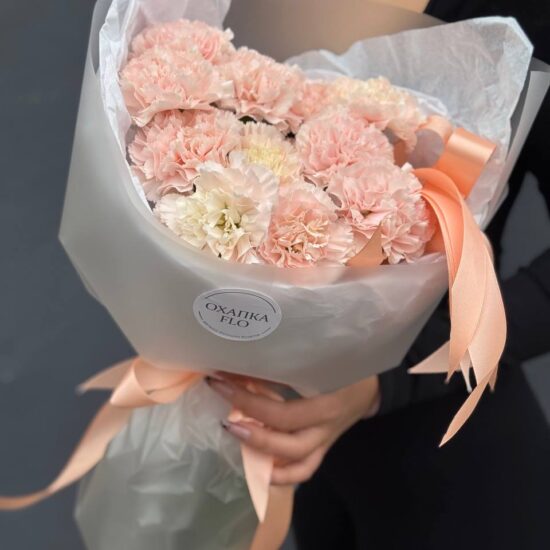 Букет диантусов, 15 шт, пудровых