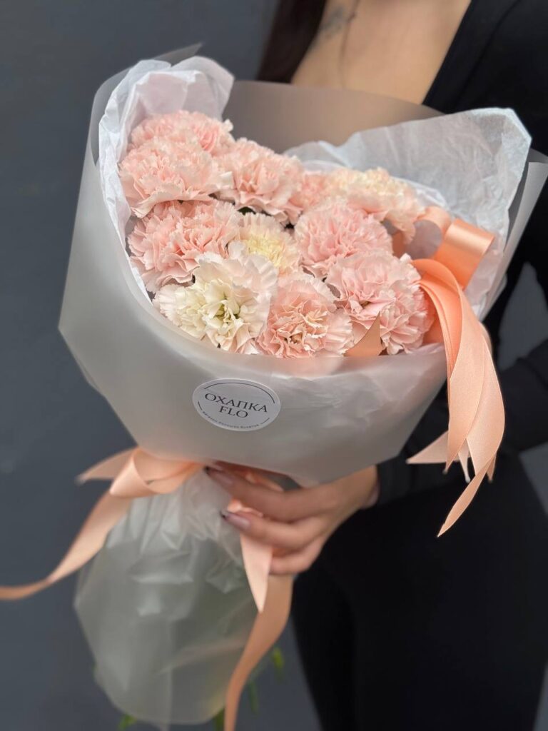 Букет диантусов, 15 шт, пудровых