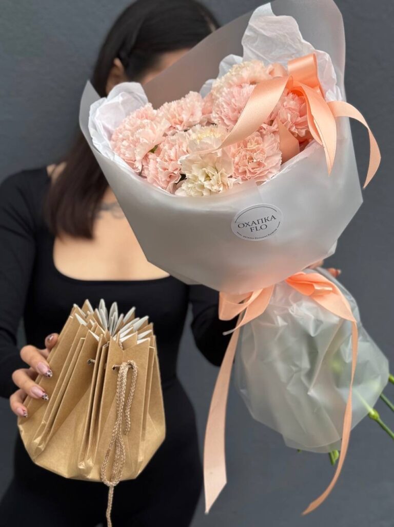 Букет диантусов, 15 шт, пудровых