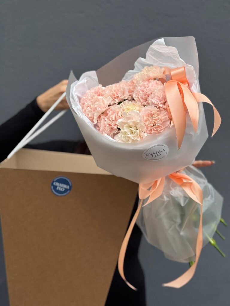 Букет диантусов, 15 шт, пудровых