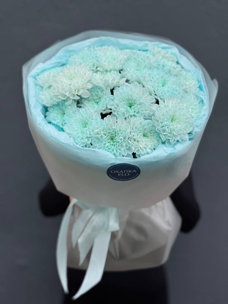 Букет голубых хризантем, 5 шт