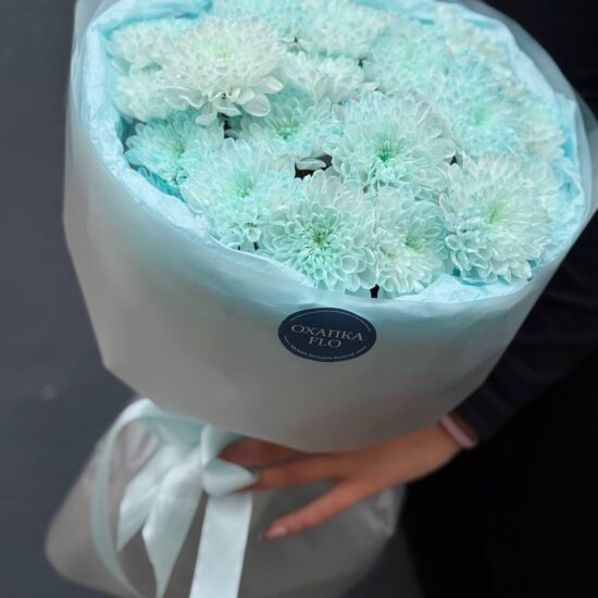 Букет голубых хризантем, 5 шт