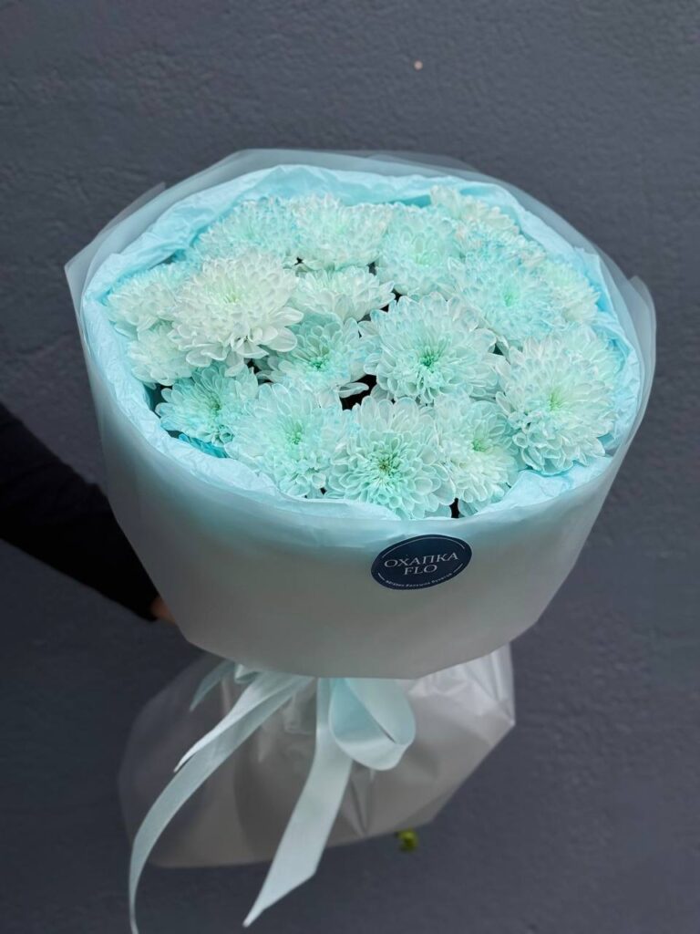 Букет голубых хризантем, 5 шт
