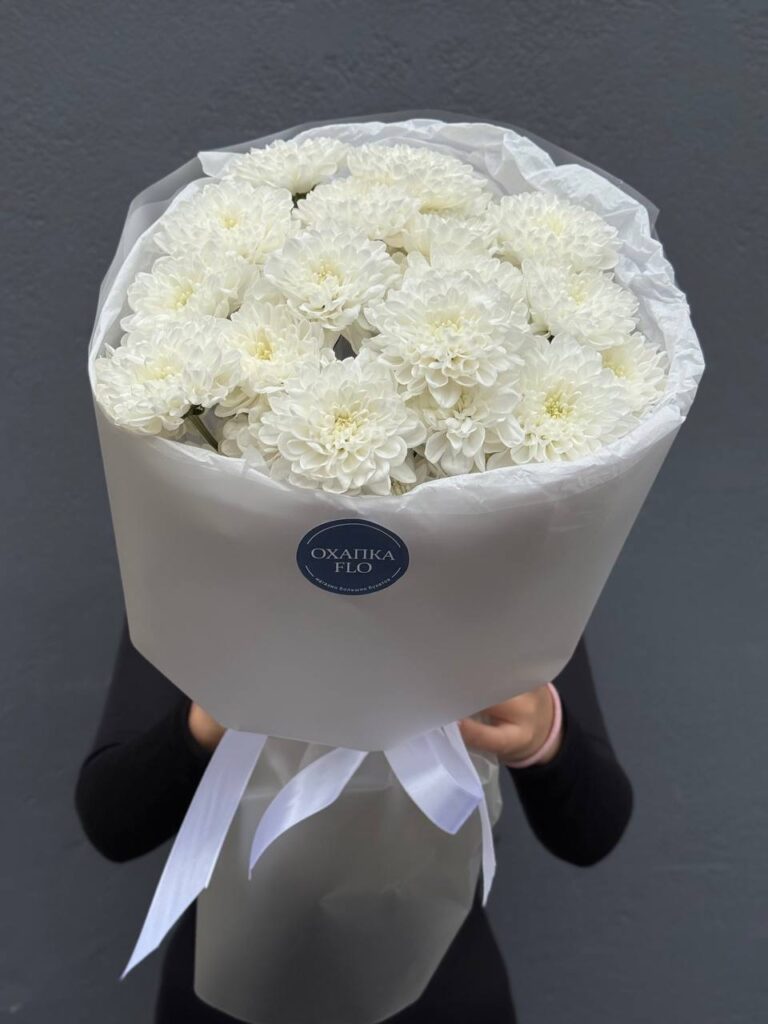 Букет хризантем, 5 шт, белых
