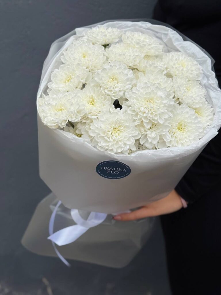 Букет хризантем, 5 шт, белых