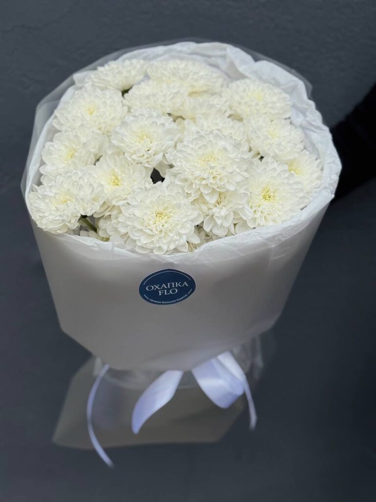 Букет хризантем, 5 шт, белых