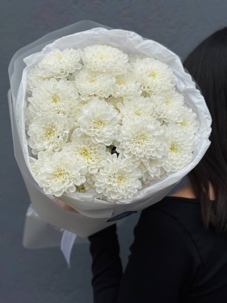 Букет хризантем, 5 шт, белых