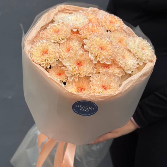 Букет хризантем, 5 шт, персиковых